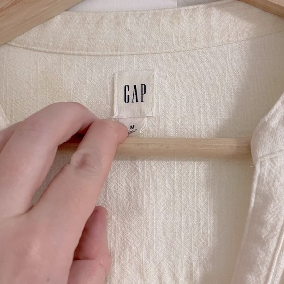 Gap Off White Linen Cotton Popover Shirt Medium - Picture 2 of 6